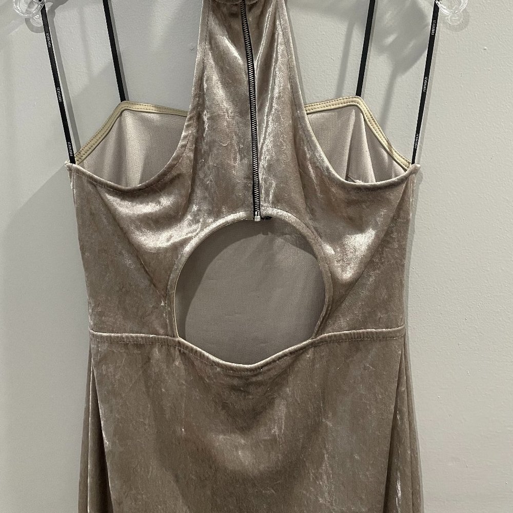 Forever 21 Velvet Halter Dress Silver/Champagne Sz M - Picture 4 of 6